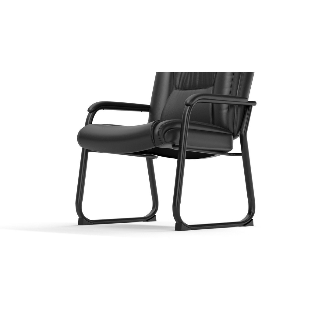 Flash Furniture Reception Chairs 3D Model – Black Leather Soft Armchair, FBX - View 4