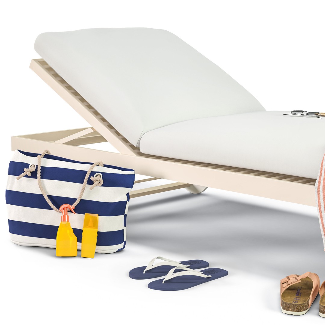 Beach Sunbed and Sandals Collection 3D Model – High Poly Outdoor Asset, FBX, OBJ - View 10