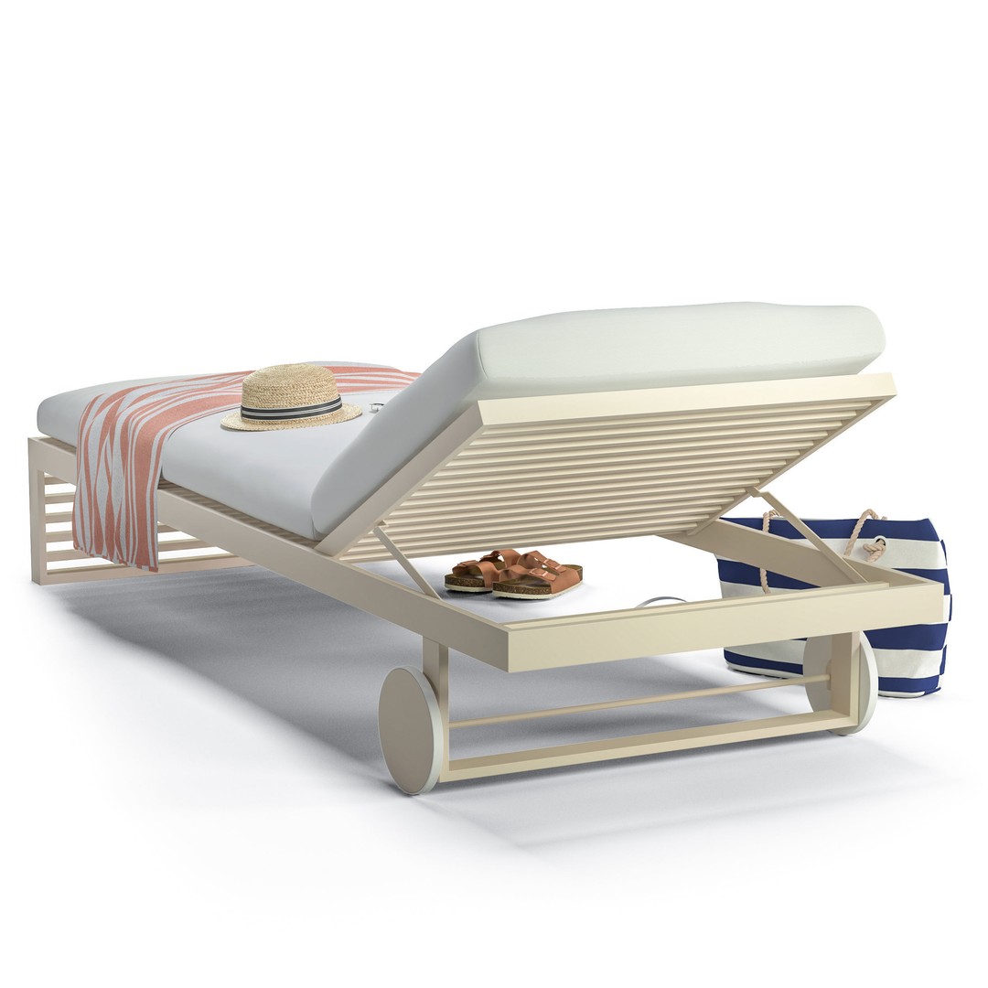 Beach Sunbed and Sandals Collection 3D Model – High Poly Outdoor Asset, FBX, OBJ - View 4