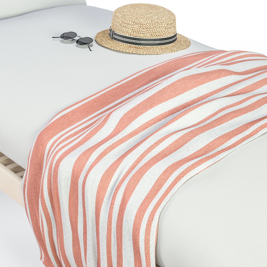 Beach Sunbed and Sandals Collection 3D Model – High Poly Outdoor Asset, FBX, OBJ - View 6