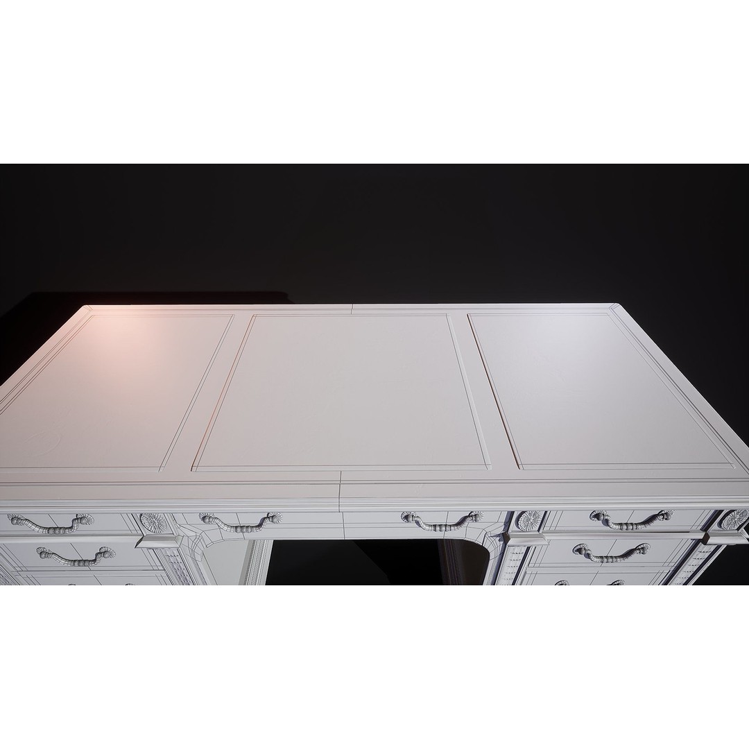 Victorian Desk 3D Model – Low Poly Game Ready Furniture, FBX - View 13