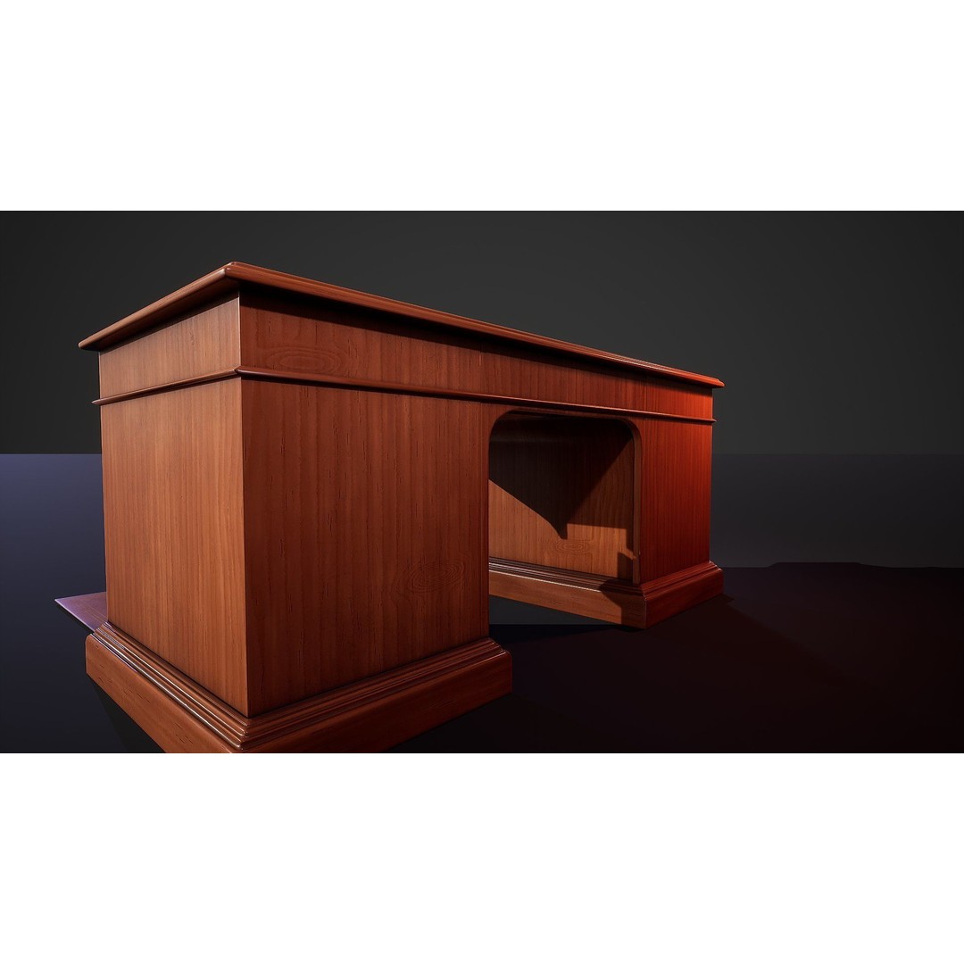 Victorian Desk 3D Model – Low Poly Game Ready Furniture, FBX - View 22