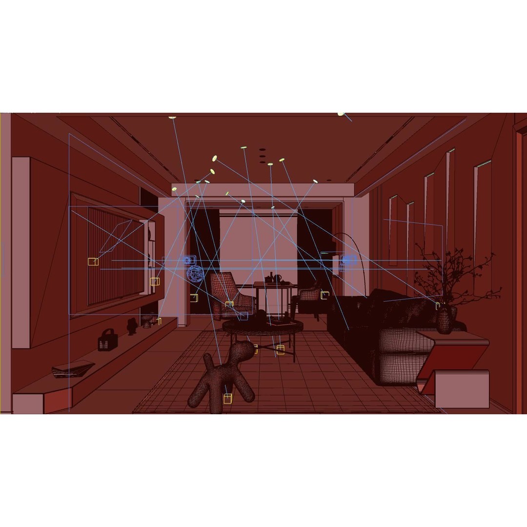 Nighttime Apartment Interior 3D Model – Luxurious Living Room, FBX, OBJ - View 11