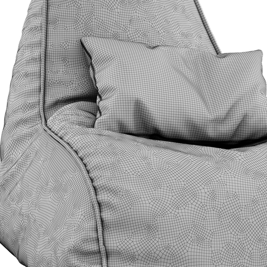 Bean Bag Chair & Pouf 3D Model – Modern Furniture, FBX - View 13