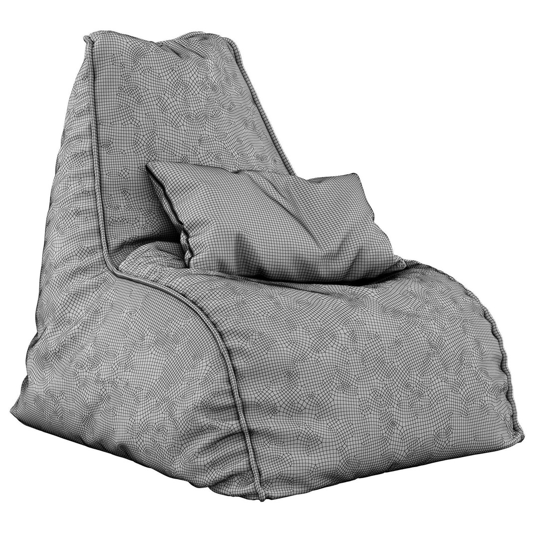 Bean Bag Chair & Pouf 3D Model – Modern Furniture, FBX - View 7