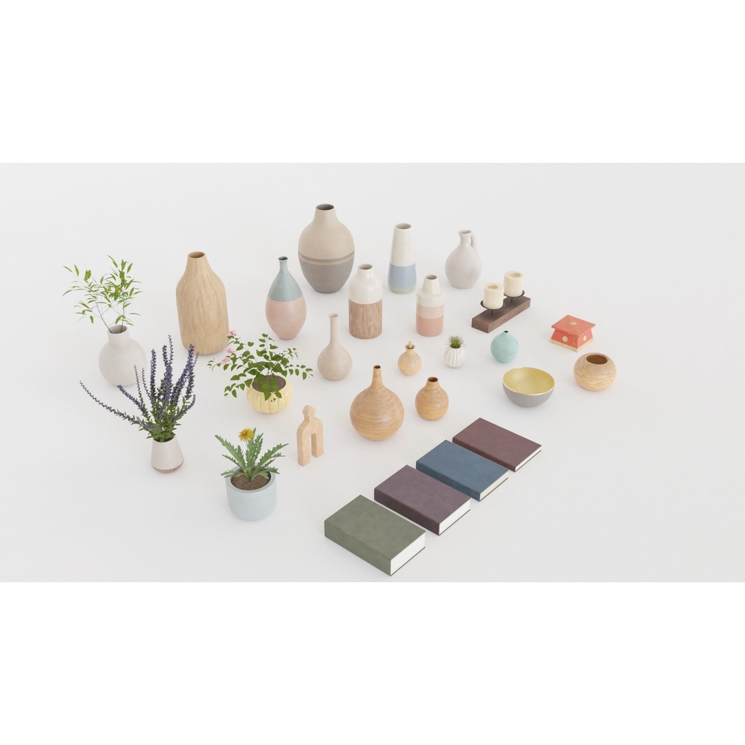 Decorative Interior Objects 3D Model – PBR Textures, FBX, OBJ Formats - View 4