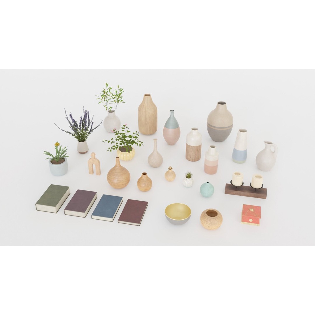 Decorative Interior Objects 3D Model – PBR Textures, FBX, OBJ Formats - View 5