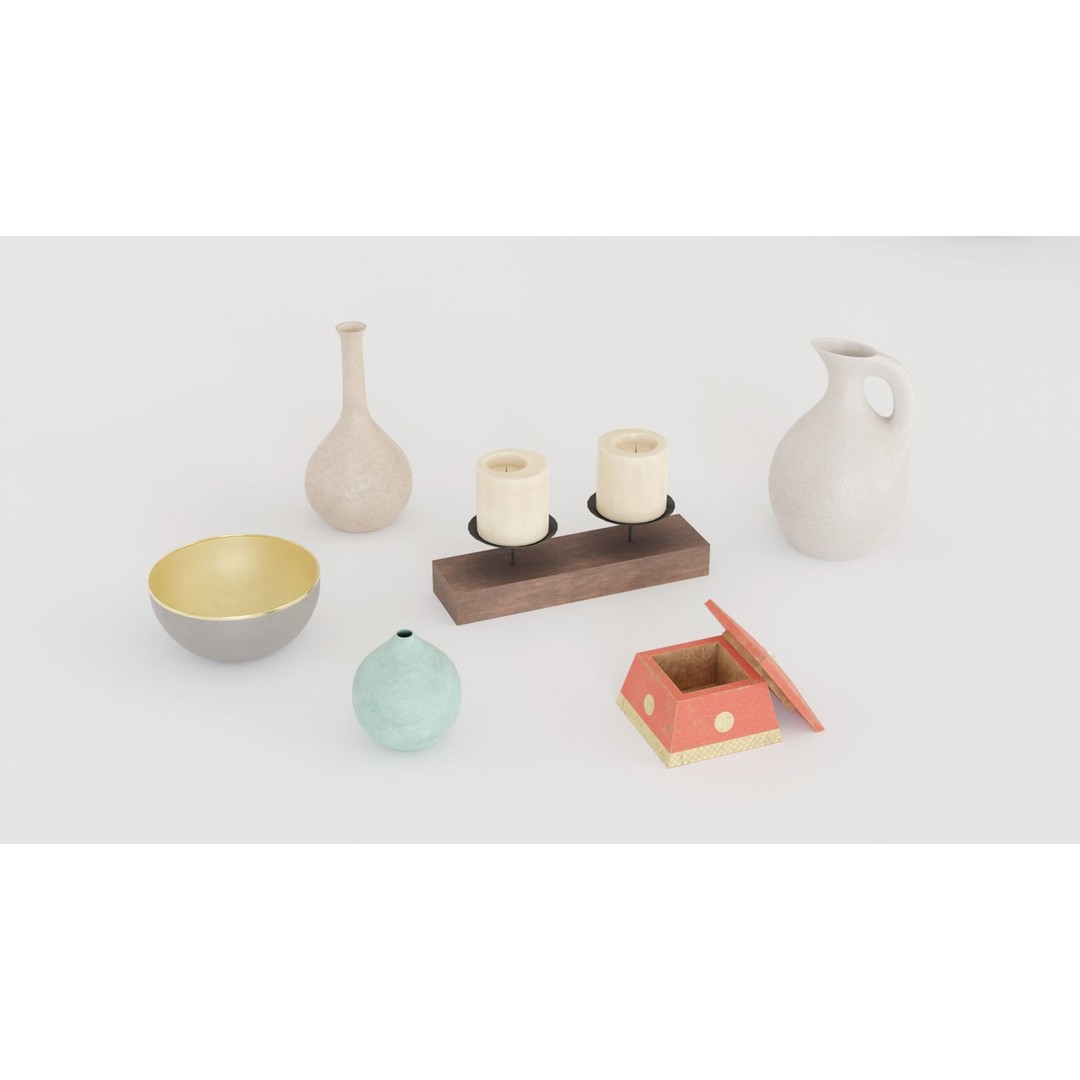 Decorative Interior Objects 3D Model – PBR Textures, FBX, OBJ Formats - View 8