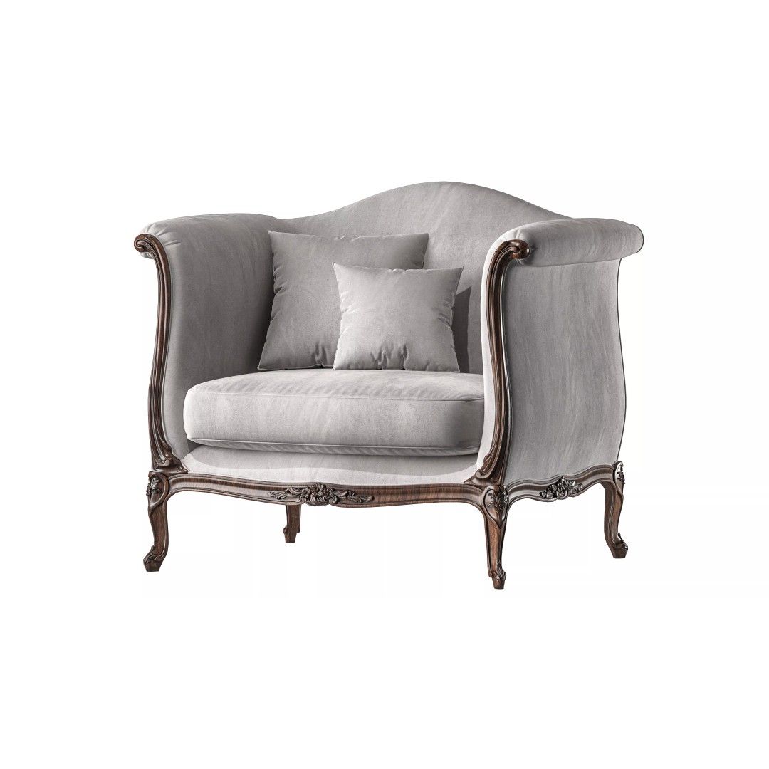 Serpentine Armchair 3D Model – Elegant Furniture Asset, FBX, PBR - View 2