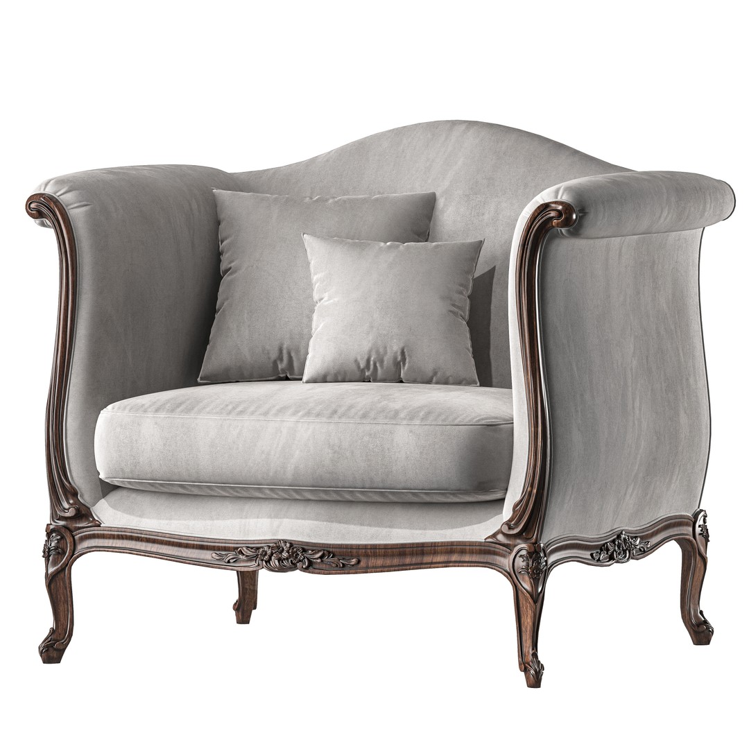 Serpentine Armchair 3D Model – Elegant Furniture Asset, FBX, PBR - View 3
