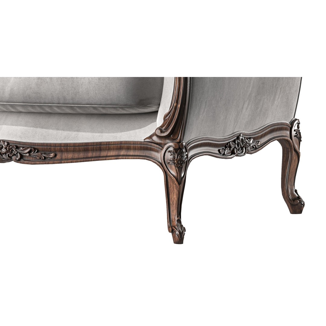 Serpentine Armchair 3D Model – Elegant Furniture Asset, FBX, PBR - View 7
