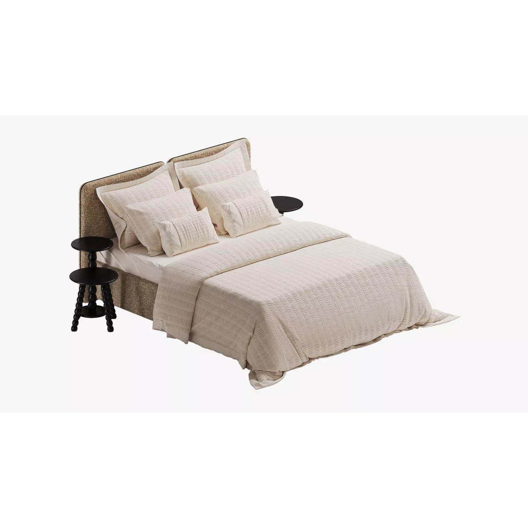 Beige Bed 3D Model – Stylish Upholstered Design with PBR Textures - View 2