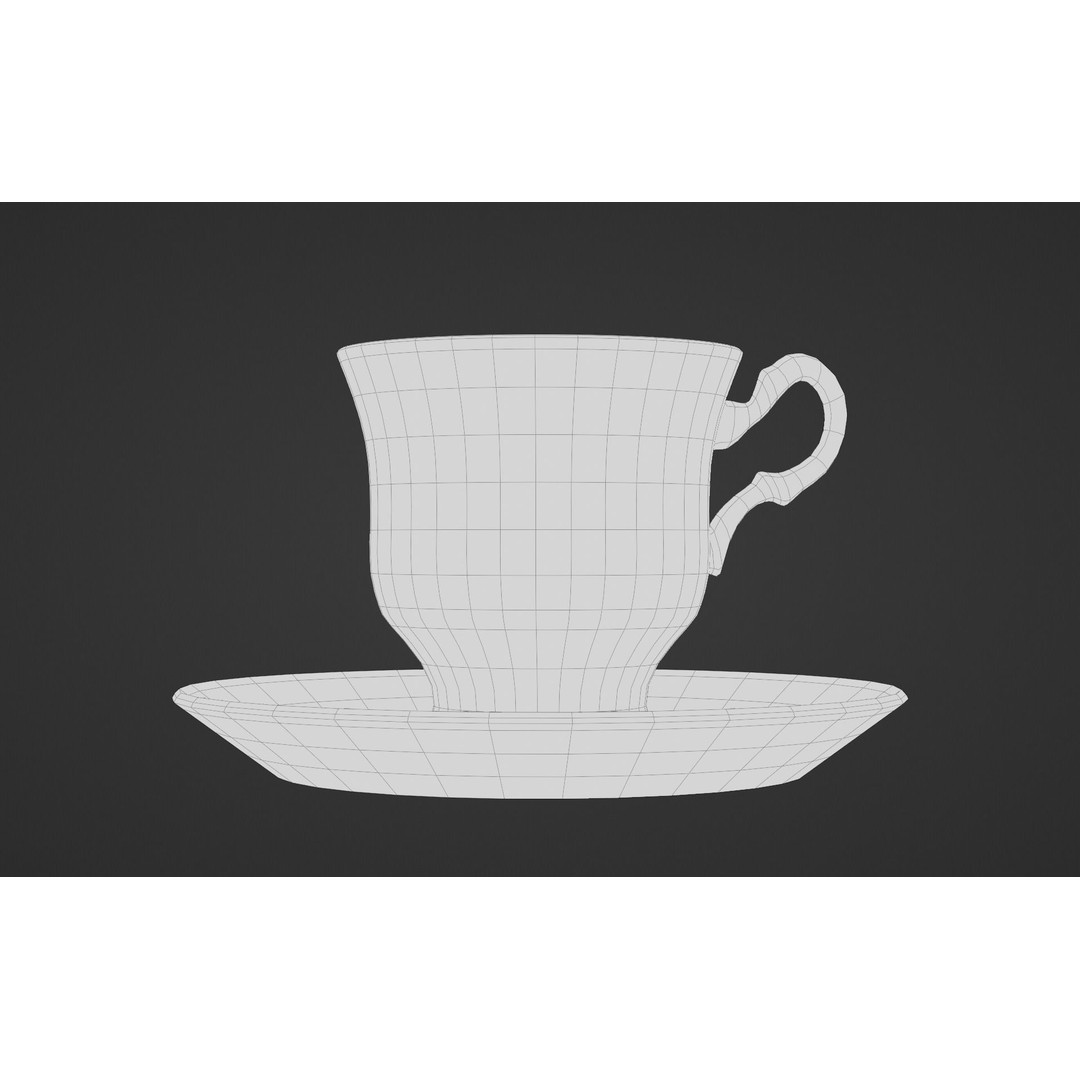 Tea Set 3D Model – High Poly Tableware Scene, Blender, FBX, OBJ - View 13