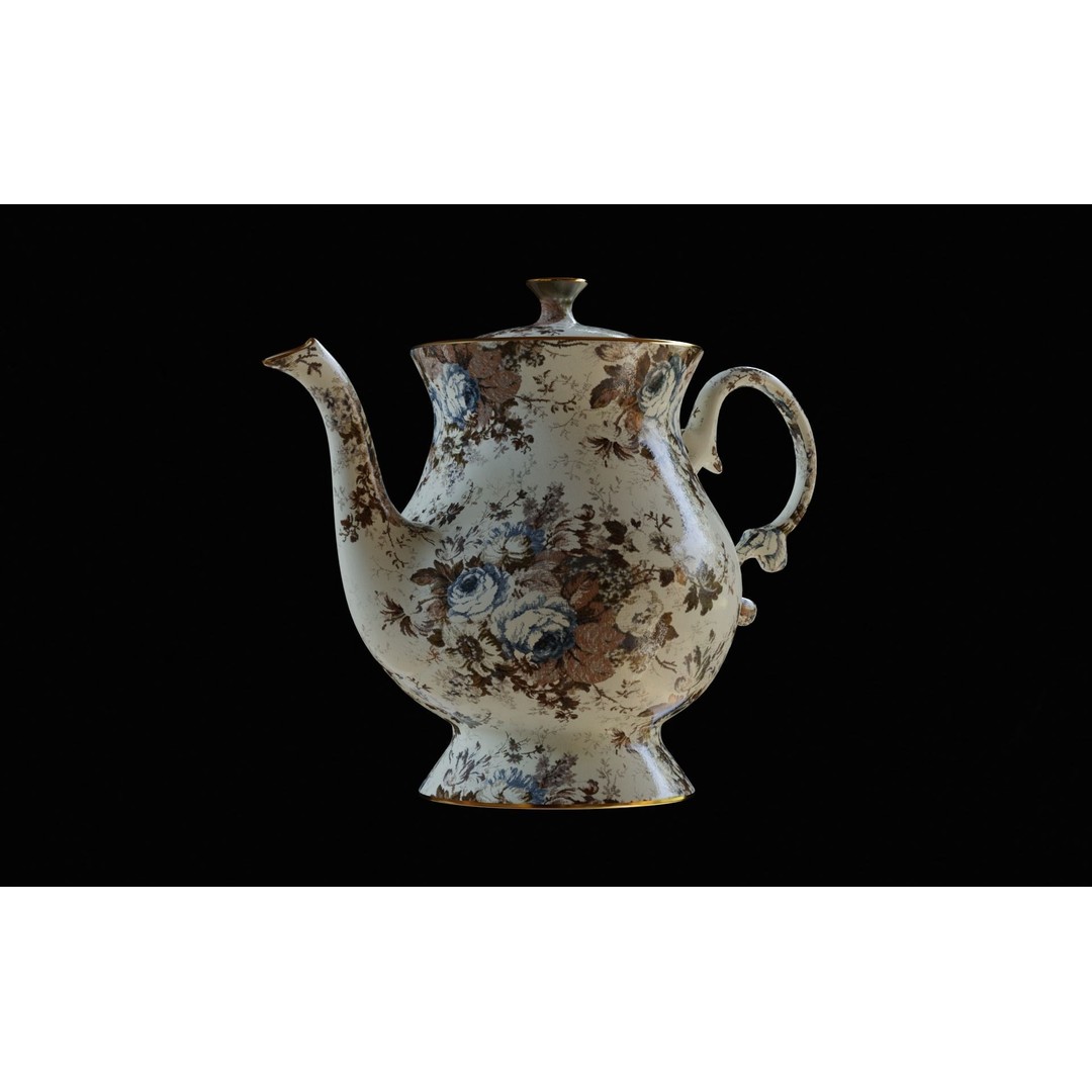 Tea Set 3D Model – High Poly Tableware Scene, Blender, FBX, OBJ - View 6