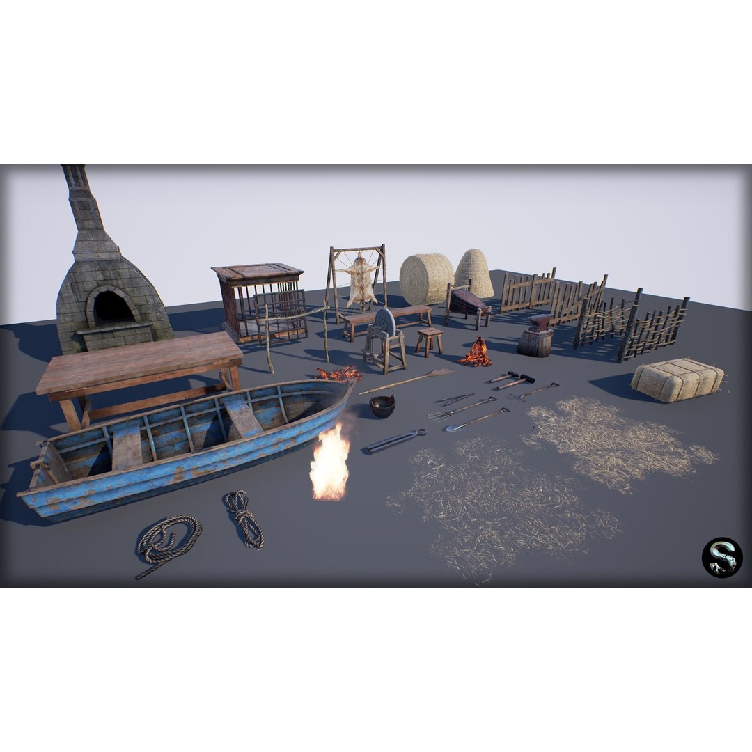 Medieval Props Pack 2 3D Model – Low Poly Fantasy Assets, FBX
