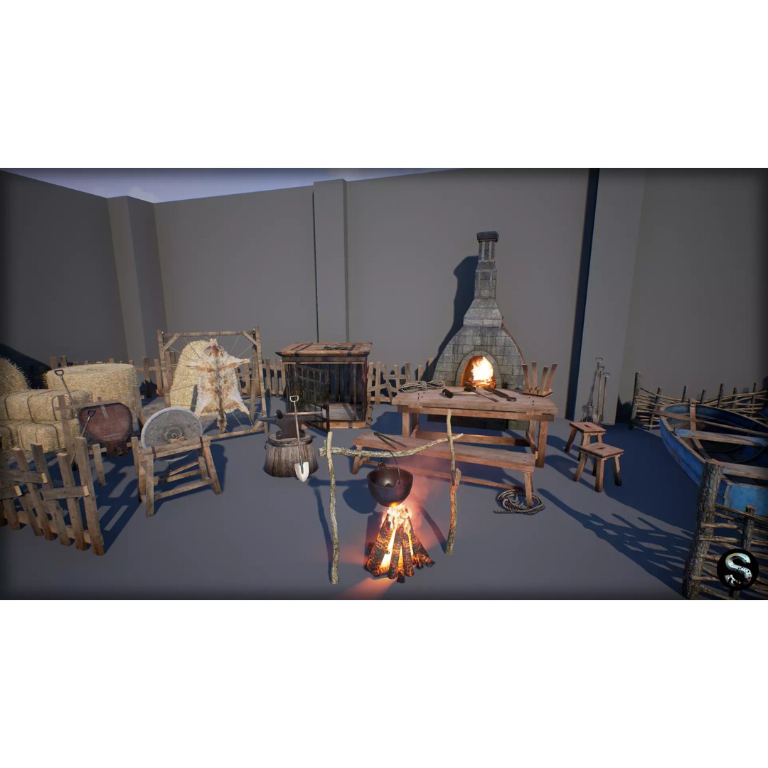 Medieval Props Pack 2 3D Model – Low Poly Fantasy Assets, FBX - View 2