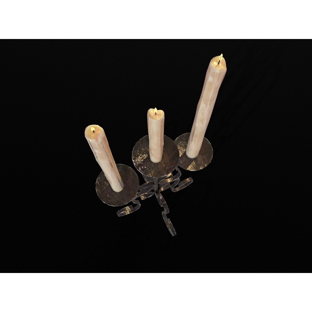 Elegant Iron Cased Three Point Candelabra 3D Model – Low Poly PBR Asset, FBX - View 19