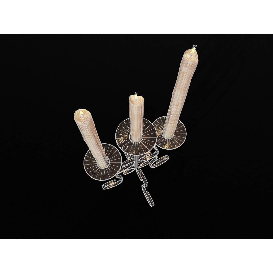 Elegant Iron Cased Three Point Candelabra 3D Model – Low Poly PBR Asset, FBX - View 20