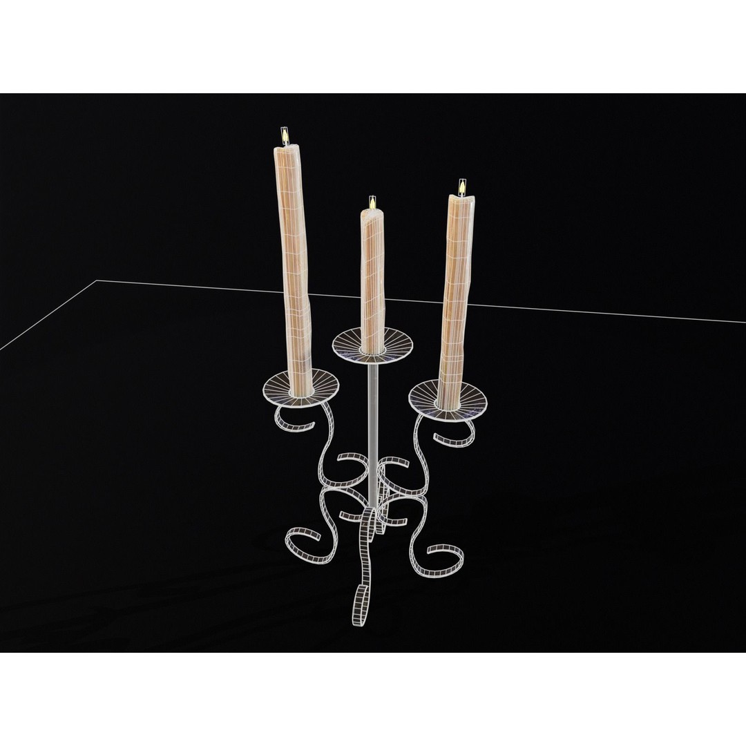 Elegant Iron Cased Three Point Candelabra 3D Model – Low Poly PBR Asset, FBX - View 6