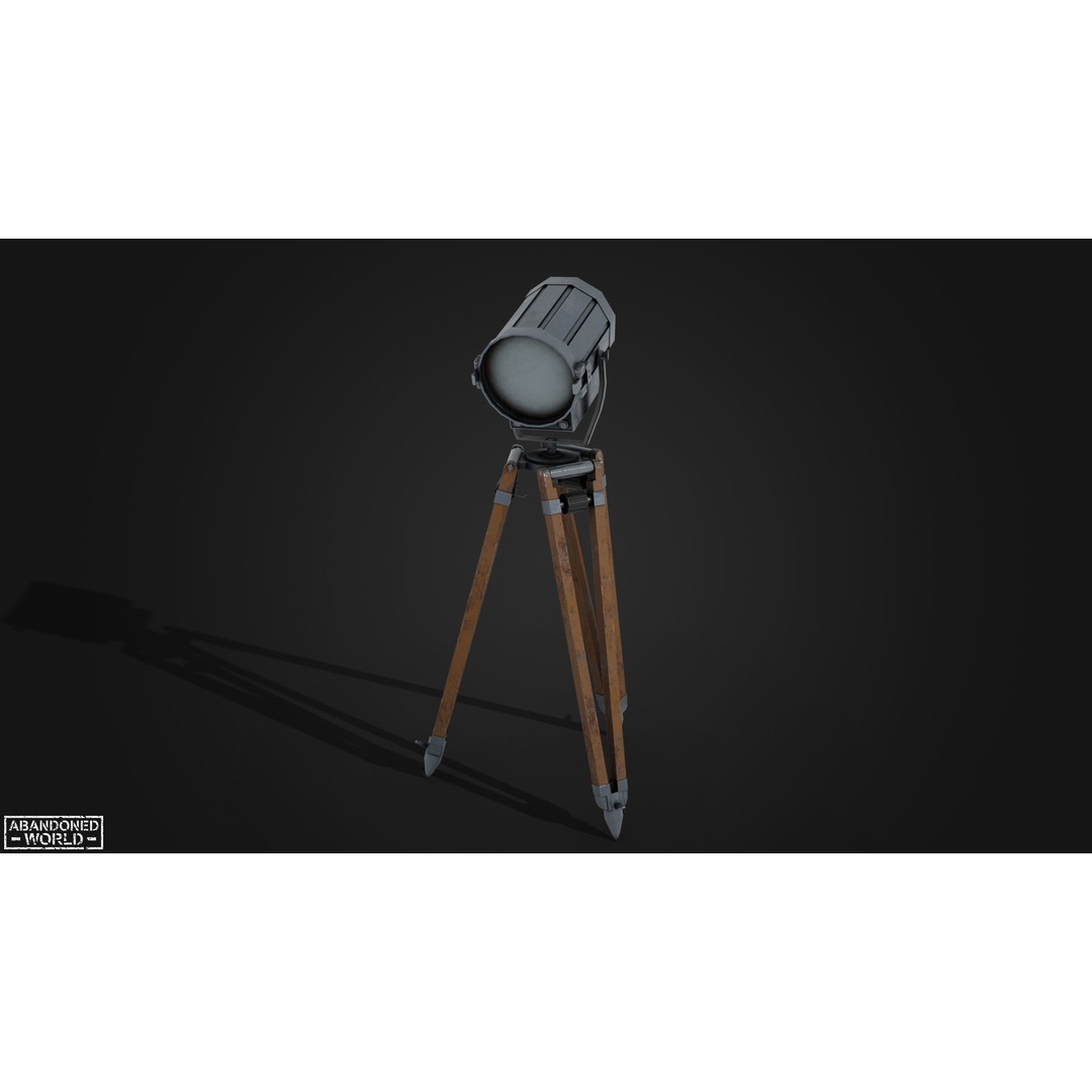 Vintage Spotlight 3D Model – Low Poly Game Asset for Interior Use - View 10