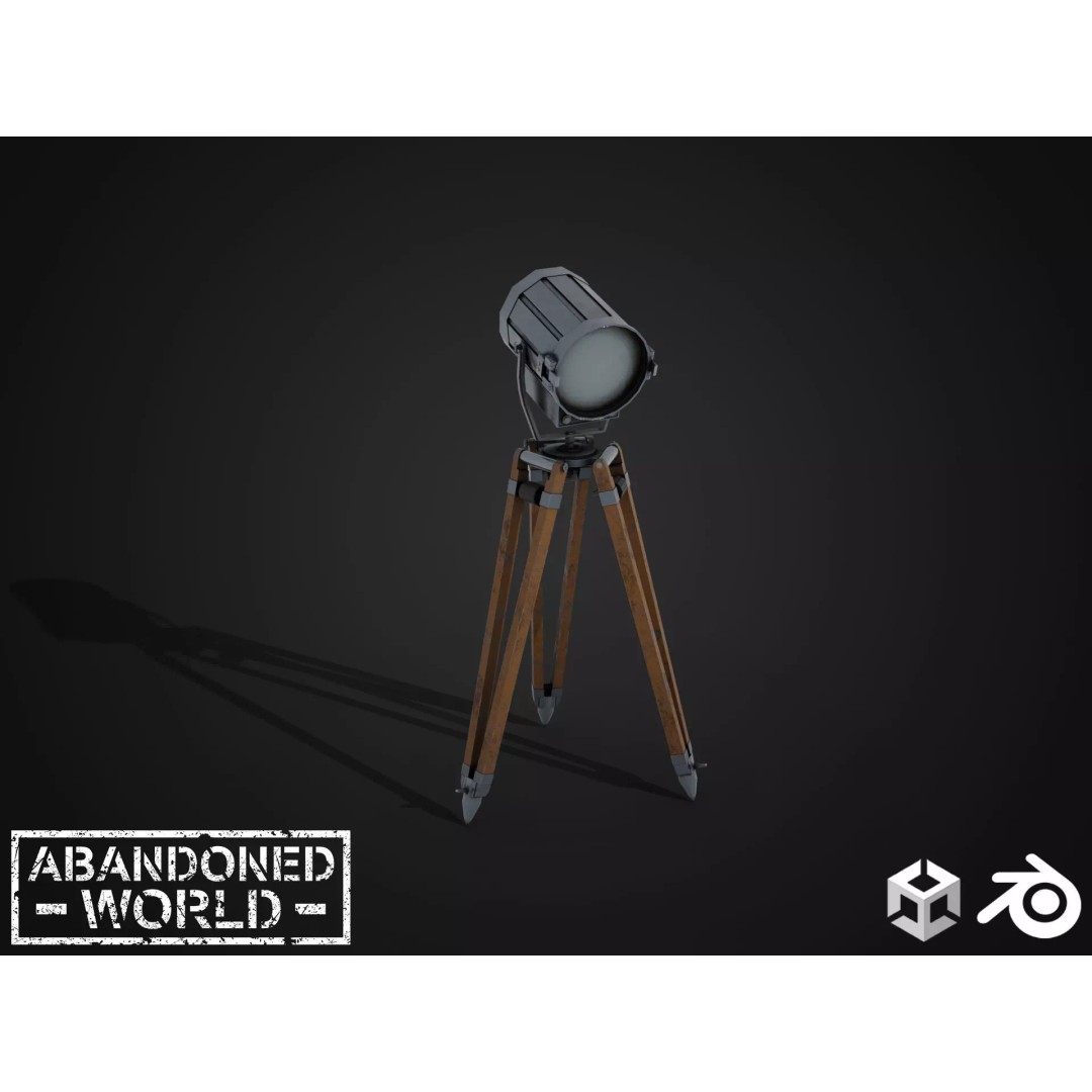 Vintage Spotlight 3D Model – Low Poly Game Asset for Interior Use - View 2