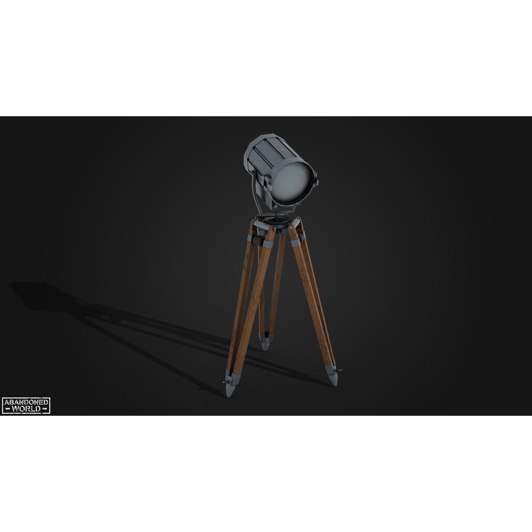 Vintage Spotlight 3D Model – Low Poly Game Asset for Interior Use - View 3