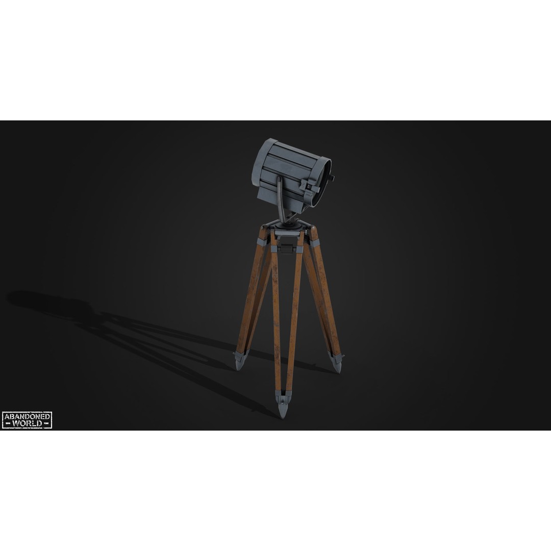 Vintage Spotlight 3D Model – Low Poly Game Asset for Interior Use - View 4
