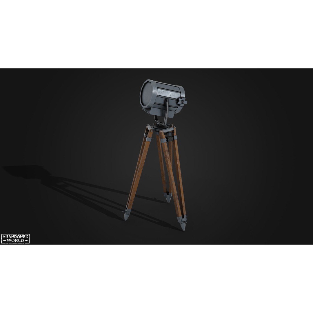 Vintage Spotlight 3D Model – Low Poly Game Asset for Interior Use - View 5