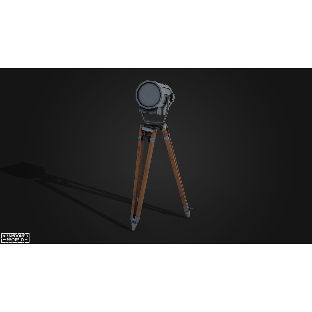 Vintage Spotlight 3D Model – Low Poly Game Asset for Interior Use - View 6