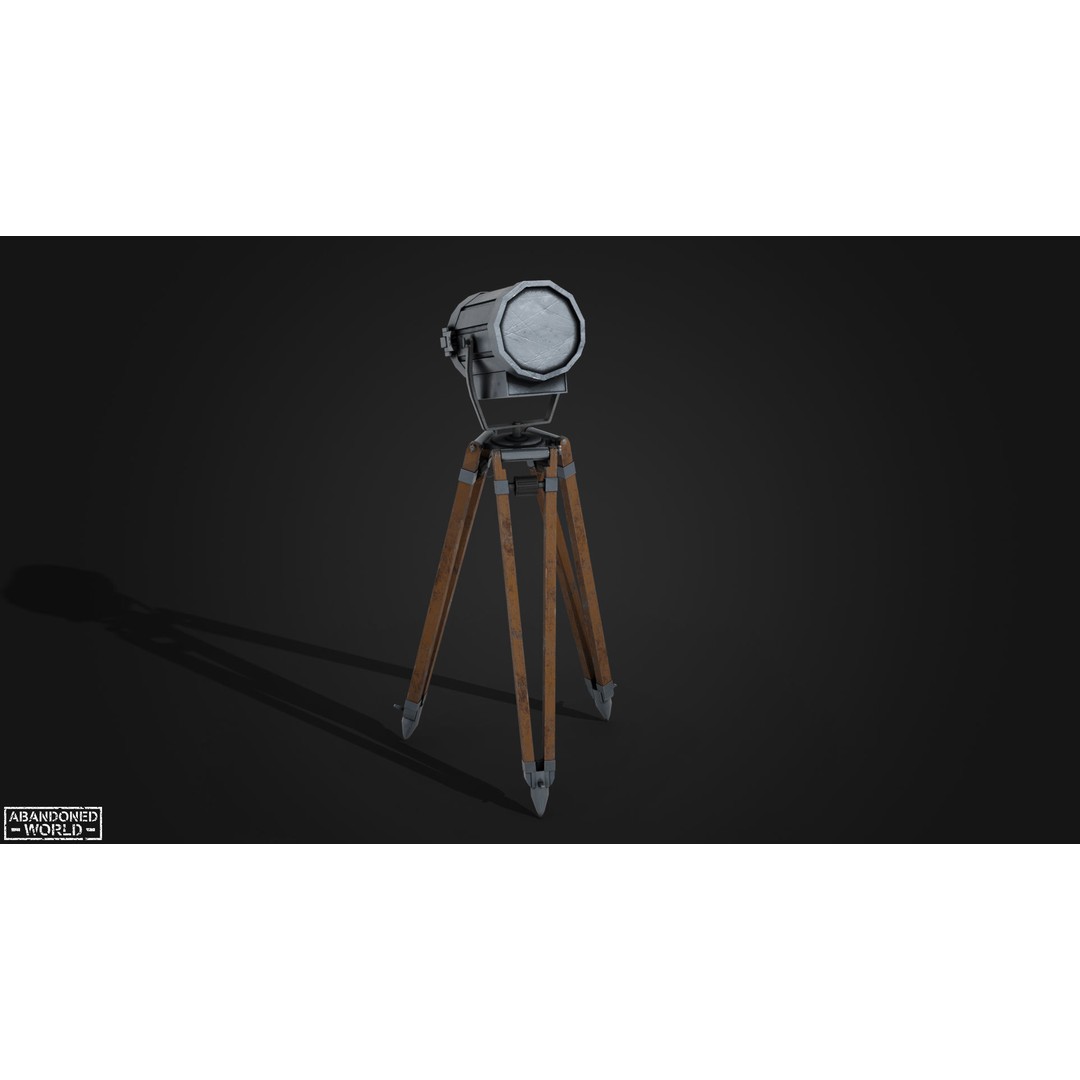 Vintage Spotlight 3D Model – Low Poly Game Asset for Interior Use - View 7