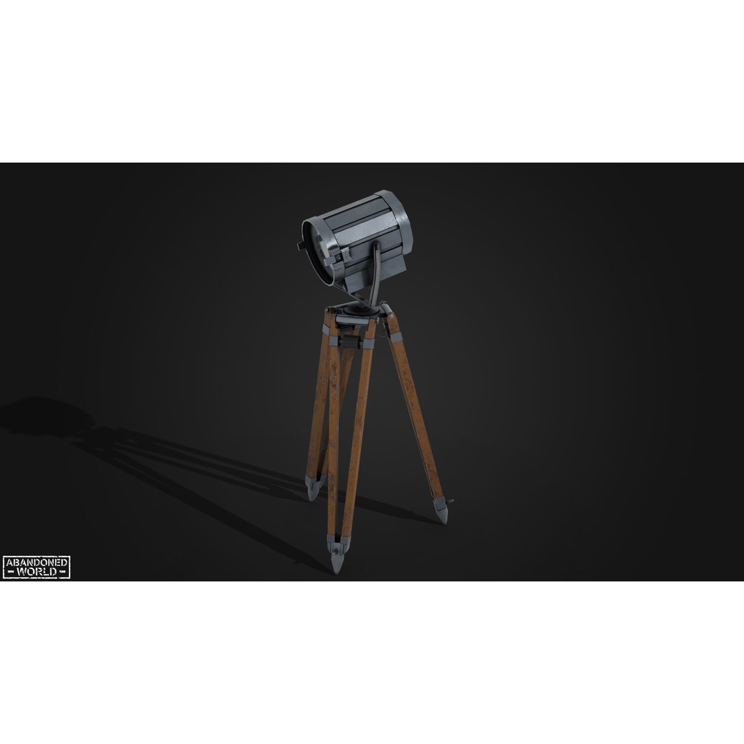 Vintage Spotlight 3D Model – Low Poly Game Asset for Interior Use - View 9