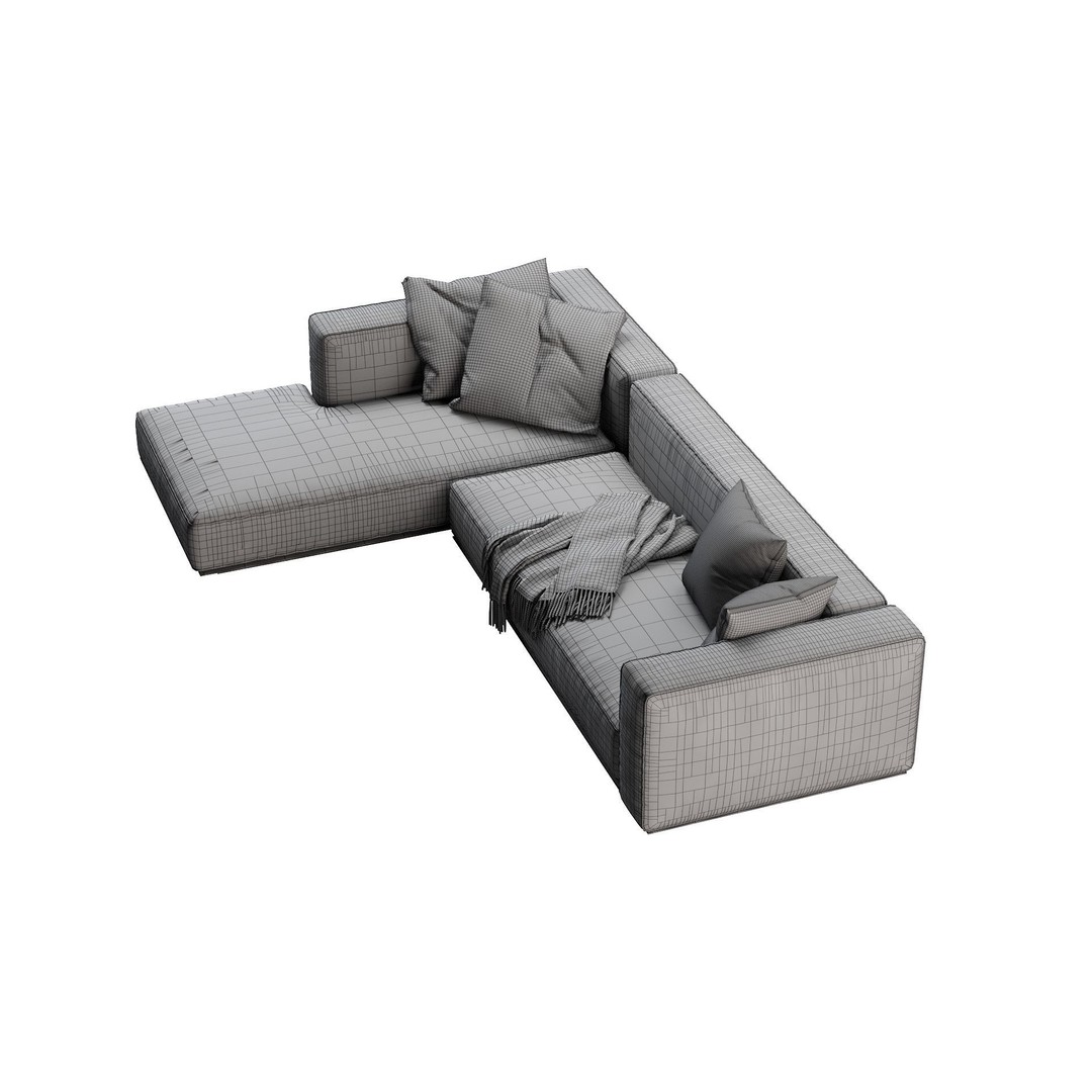 Flexform Grandmare Sofa 3D Model – Contemporary Furniture, FBX, OBJ - View 27