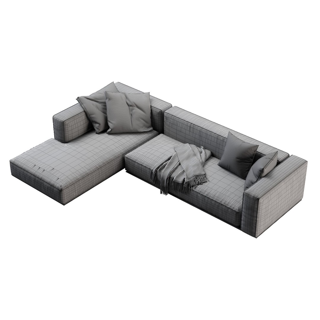 Flexform Grandmare Sofa 3D Model – Contemporary Furniture, FBX, OBJ - View 29