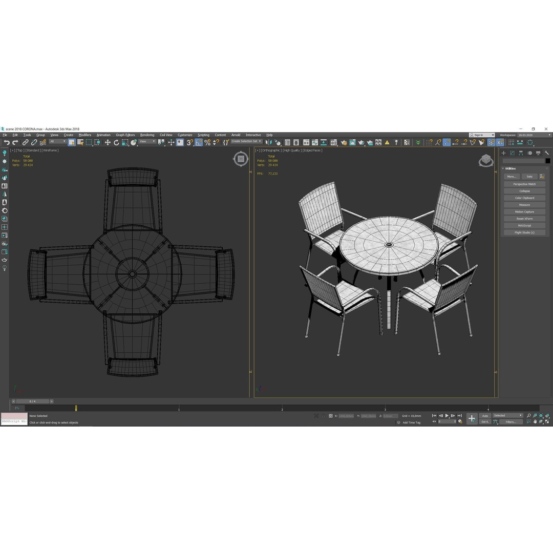 Brenner Round Dining Set 3D Model – Metal Outdoor Furniture, FBX, OBJ