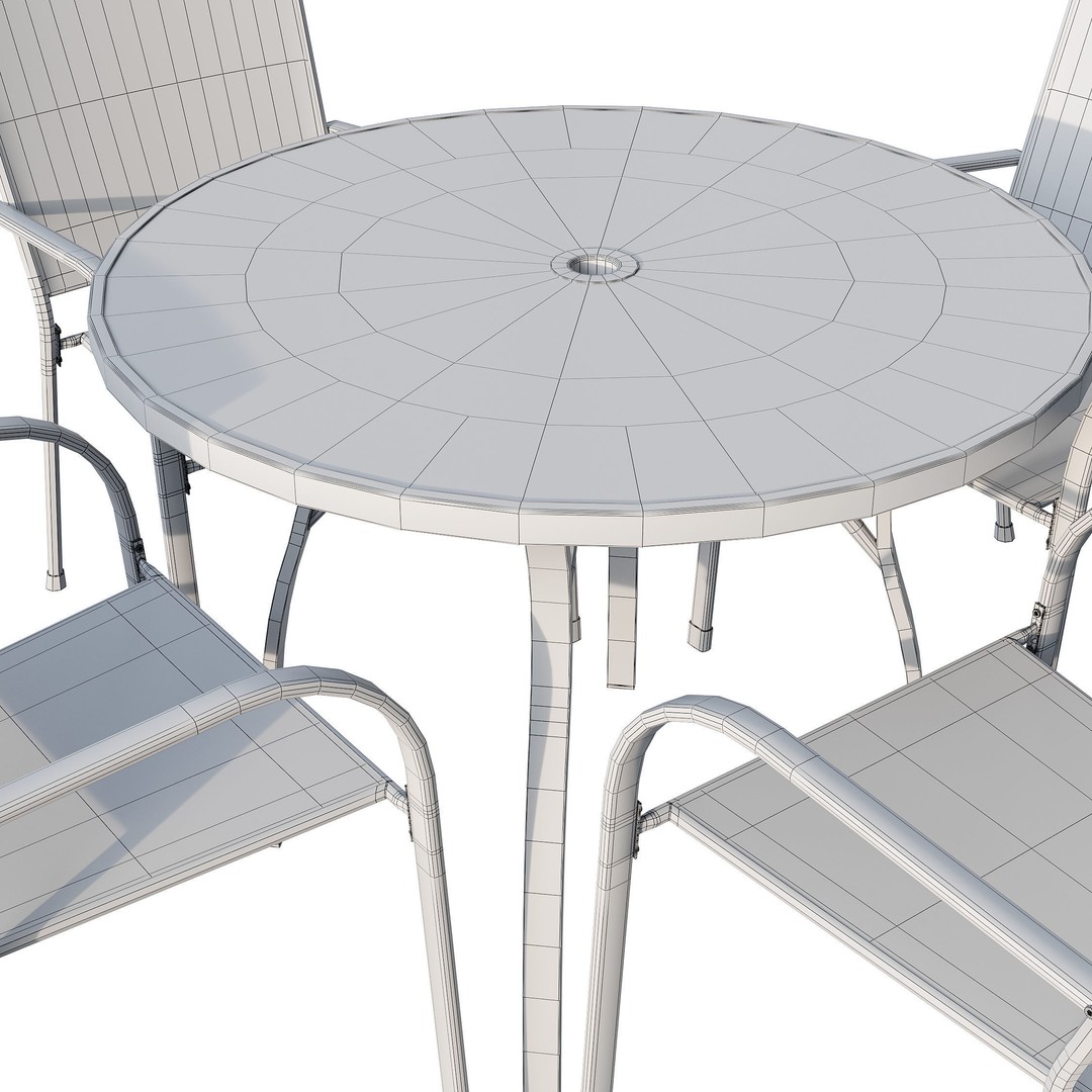 Brenner Round Dining Set 3D Model – Metal Outdoor Furniture, FBX, OBJ - View 10