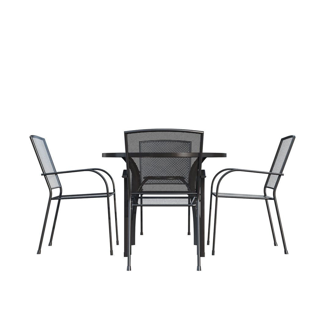 Brenner Round Dining Set 3D Model – Metal Outdoor Furniture, FBX, OBJ - View 4