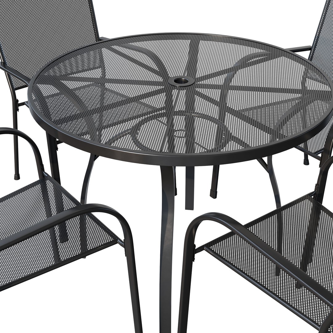 Brenner Round Dining Set 3D Model – Metal Outdoor Furniture, FBX, OBJ - View 5