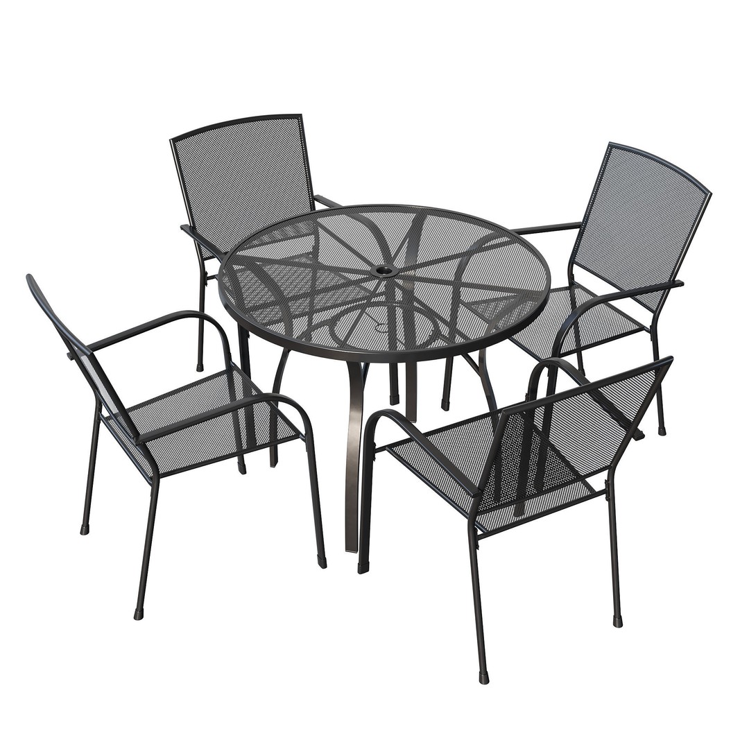 Brenner Round Dining Set 3D Model – Metal Outdoor Furniture, FBX, OBJ - View 6