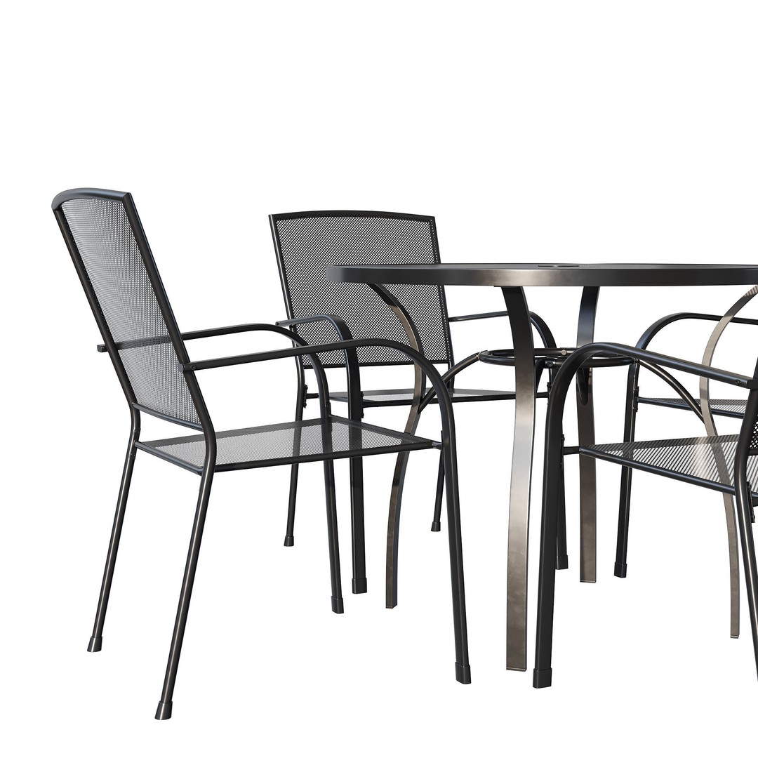 Brenner Round Dining Set 3D Model – Metal Outdoor Furniture, FBX, OBJ - View 7