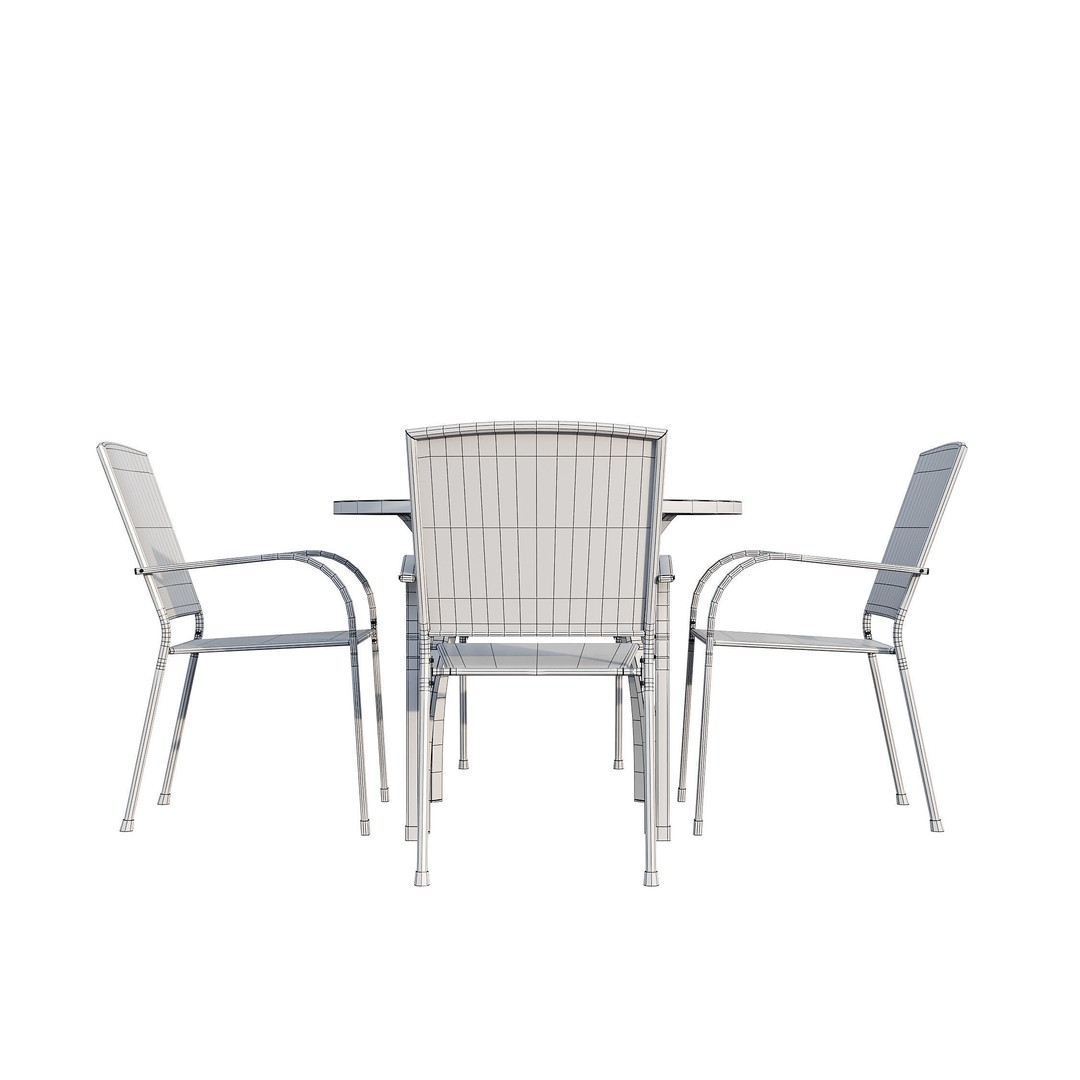 Brenner Round Dining Set 3D Model – Metal Outdoor Furniture, FBX, OBJ - View 9