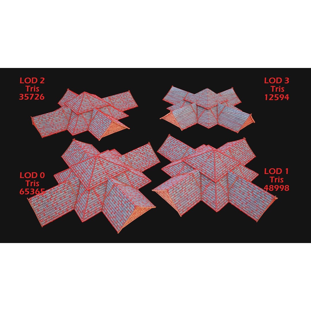 Medieval Roof Tile 3D Model – Low Poly Modular Game Asset, FBX - View 10
