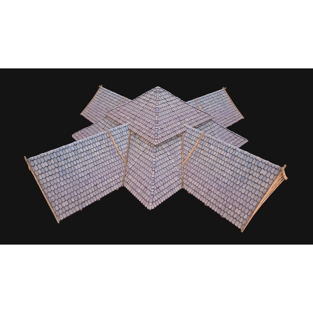 Medieval Roof Tile 3D Model – Low Poly Modular Game Asset, FBX - View 12
