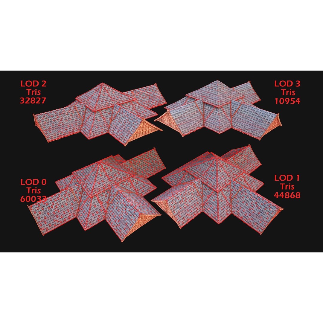 Medieval Roof Tile 3D Model – Low Poly Modular Game Asset, FBX - View 13