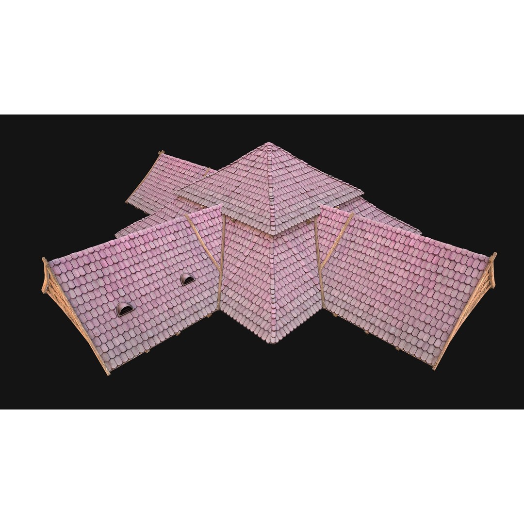 Medieval Roof Tile 3D Model – Low Poly Modular Game Asset, FBX - View 14