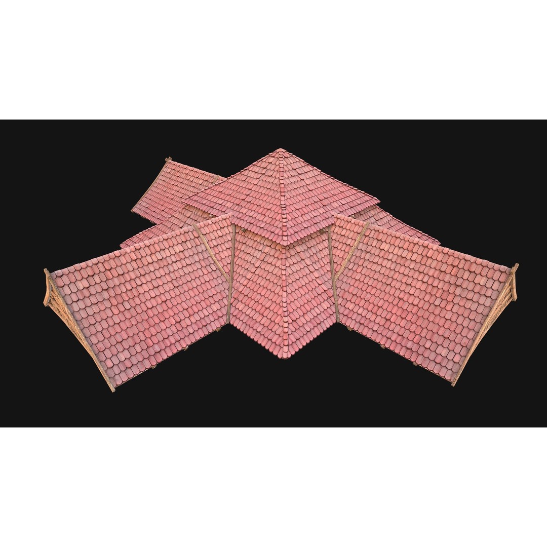 Medieval Roof Tile 3D Model – Low Poly Modular Game Asset, FBX - View 15