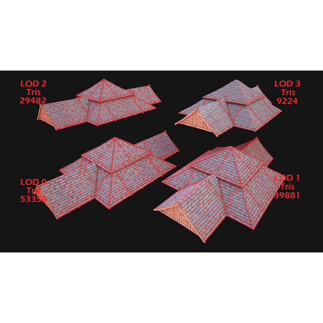 Medieval Roof Tile 3D Model – Low Poly Modular Game Asset, FBX - View 16