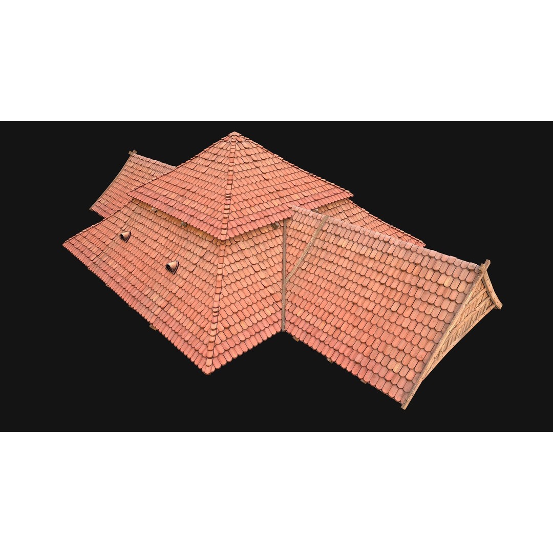 Medieval Roof Tile 3D Model – Low Poly Modular Game Asset, FBX - View 17