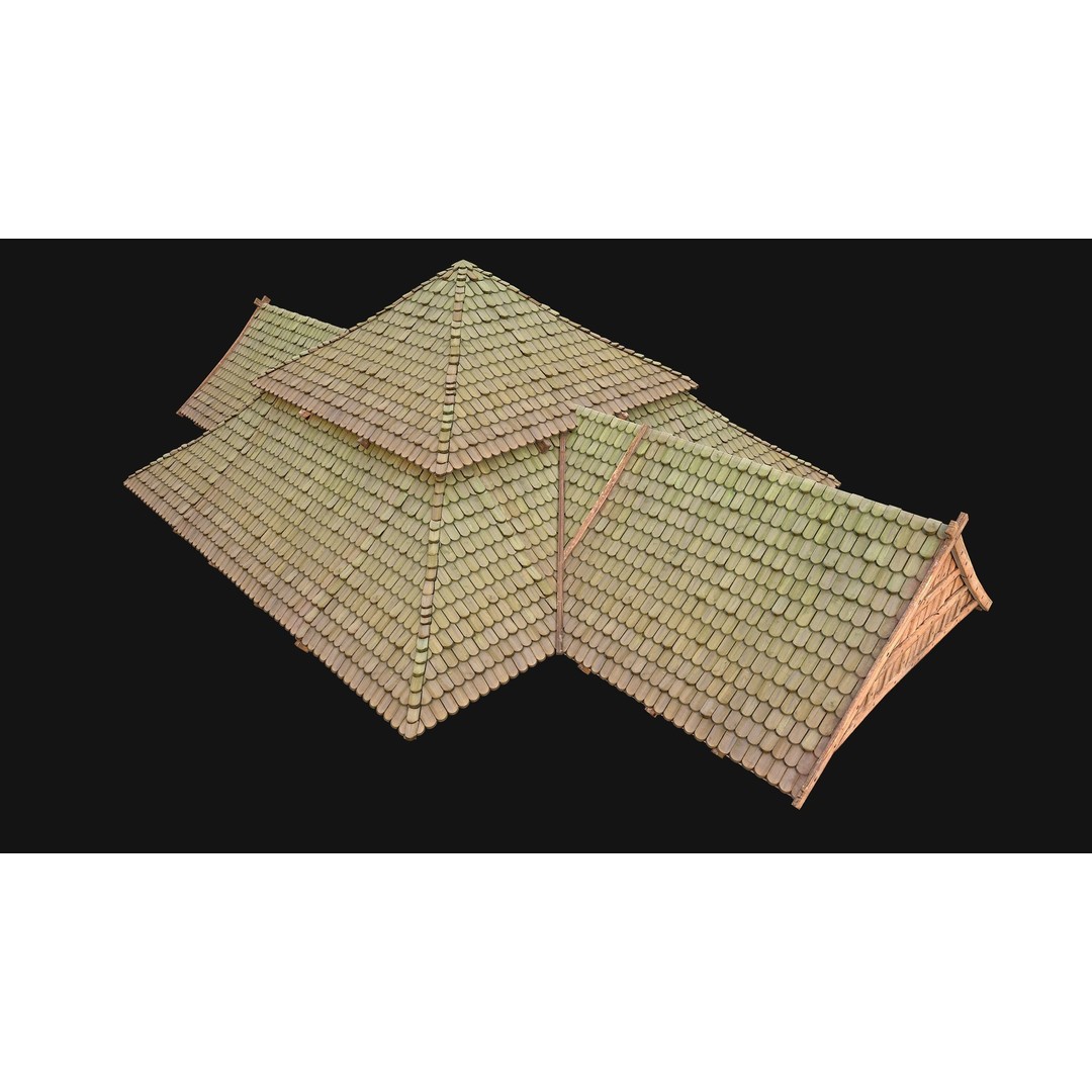 Medieval Roof Tile 3D Model – Low Poly Modular Game Asset, FBX - View 18