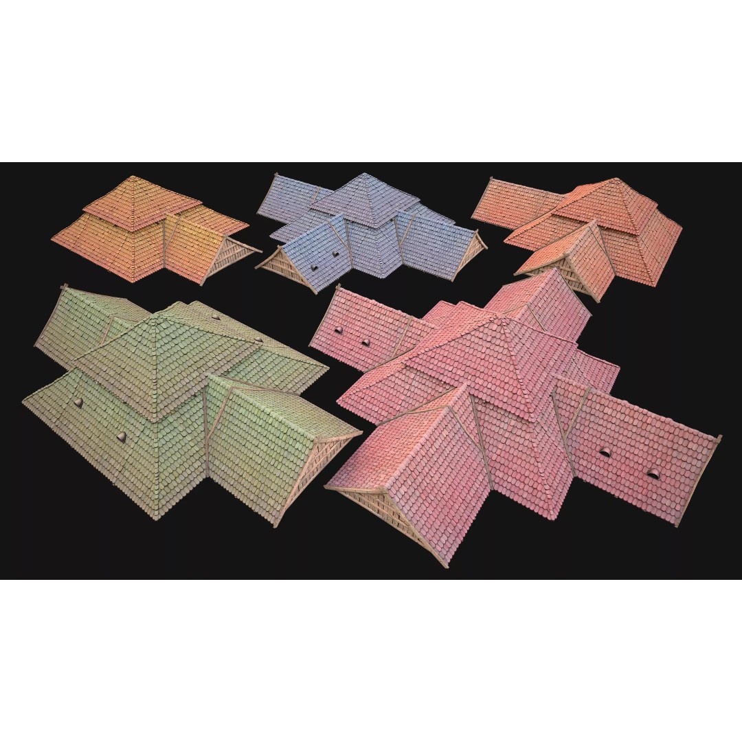 Medieval Roof Tile 3D Model – Low Poly Modular Game Asset, FBX - View 2