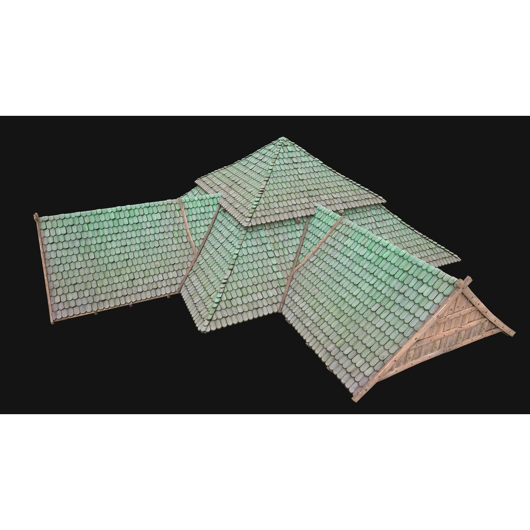 Medieval Roof Tile 3D Model – Low Poly Modular Game Asset, FBX - View 20